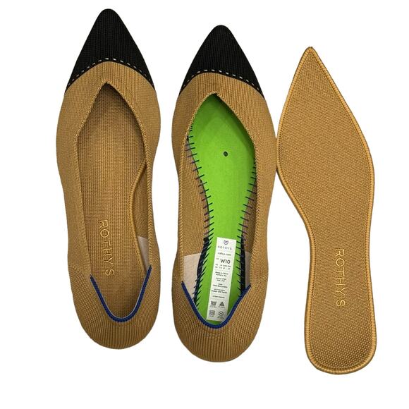 Rothy's Camel Captoe The Point II Comfortable Pointed Toe Flat Size 10 NWOT - Picture 9 of 11